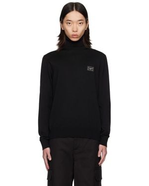 Dolce & Gabbana ブラック ロゴプレート タートルネック