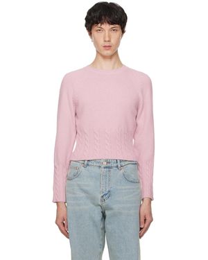 RECTO. Pull rose en tricot brossé - Multicolore