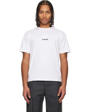 Aape By A Bathing Ape T-Shirt Blanc À Logo Moonface Imprimé