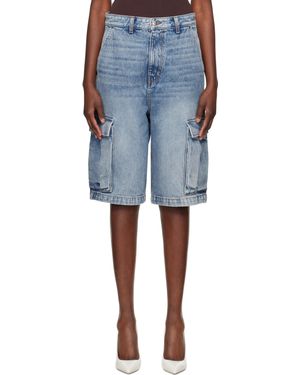 Rhude Short Cargo Ample Bleu En Denim
