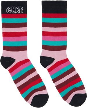 Lanvin 'Curb' Striped Cotton Socks - Red