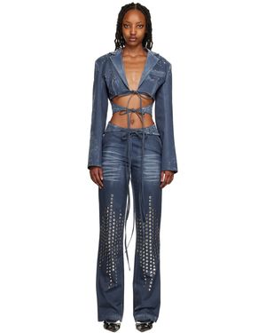 Lado Bokuchava Indigo Distressed Shibari Blazer - Black