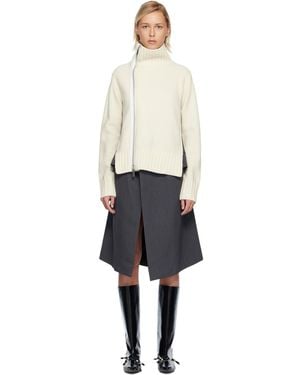 Sacai Off- Stripe Doeskinwool Knit Midi Dress - Black
