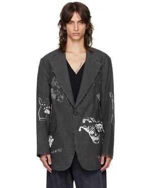 R13 Raw Cut Ragged Blazer - Black