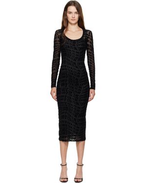 Versace Jeans Couture Vestiti Tulle Flock Liquify Midi Dress - Black