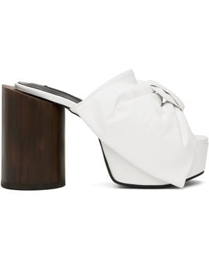 Pushbutton Ribbon Platform Heels - Black