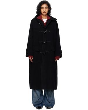OPEN YY Hooded Duffle Coat - Black