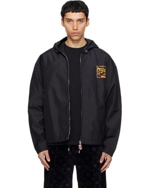 CASABLANCA ブラック Heatmap Ripstop フード付きジャケット