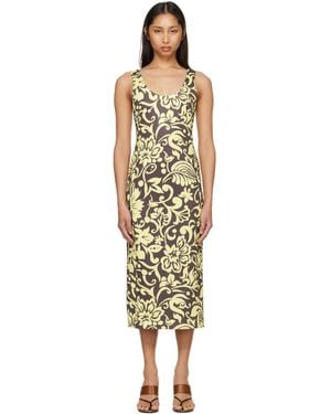 Dries Van Noten Taupe Fitted Structured Maxi Dress - Black