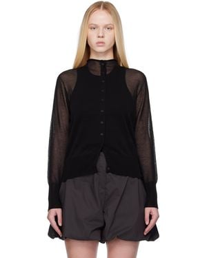 Amomento ブラック Wholegarment シアー カーディガン