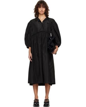 Simone Rocha Embellished Signature Smock Shirt Midi Dress - Black