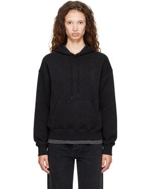 Ami Paris Cotton Embossed Ami De Coeur Hoodie - Black