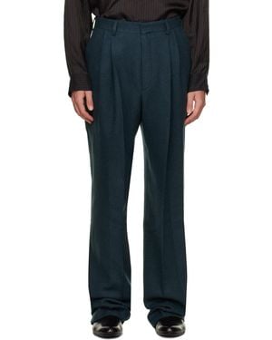 Dries Van Noten Pleated Wool Pants - Blue