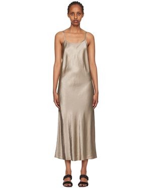 Third Form Robe Longue Coupée Sur Le Biais Taupe À Effet Froissé - Noir