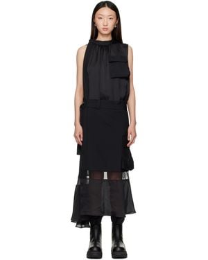 Sacai Suiting Mix Midi Dress - Black