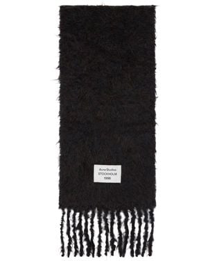 Acne Studios ブラック ロゴ ウール マフラー