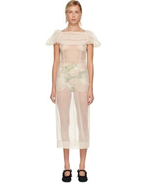 Simone Rocha Sheer Sculpted Gathered Bust Midi Dress - Black