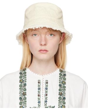 Weekend by Maxmara Off- Frayed Bucket Hat - White