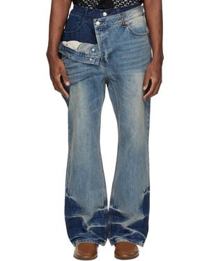 ANDERSSON BELL Asymmetric Layered Wide-Leg Jeans - Blue
