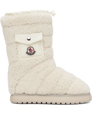 Moncler ホワイト Gaia ポケット シアリング ハーフブーツ - ナチュラル