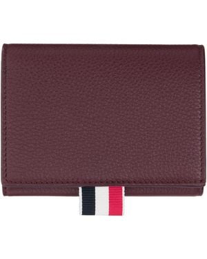 Thom Browne Burgundy Soft Pebble Grain Trifold Wallet - Purple