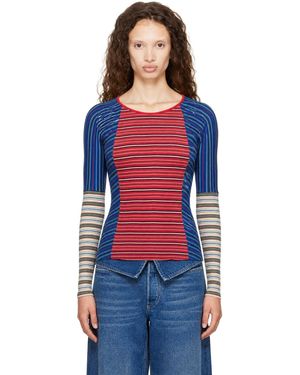 Dries Van Noten Haut Rouge En Tricot Côtelé De Coton - Bleu