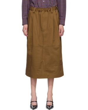 MERYLL ROGGE Workwear Drawstring Denim Midi Skirt - Natural