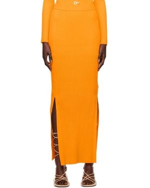 Dion Lee Yellow Gradient Maxi Skirt - Orange