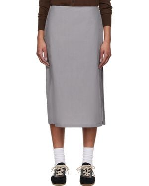 Rier Popeline Midi Skirt - Gray
