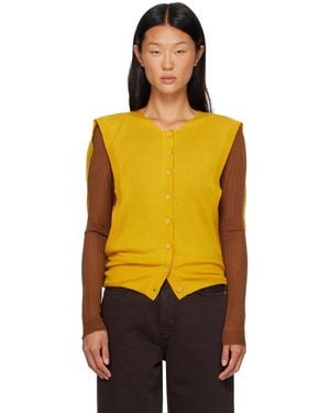 Kiko Kostadinov Cardigan Guillemot Cocoon Jaune Et Brun
