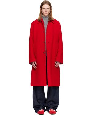 Dries Van Noten Wool Bouclé Coat - Red