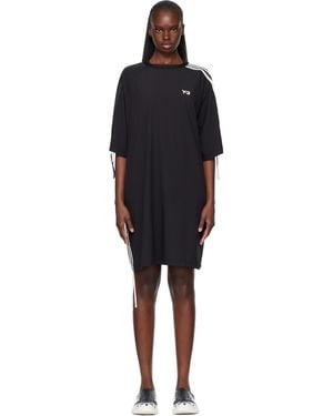 Y-3 Cinch 3 Stripes Oversized Tee Midi Dress - Black