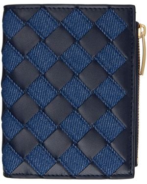 Bottega Veneta Intrecciato Small Bi-Fold Wallet - Blue