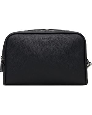 BOSS Grained Leather Pouch - Black