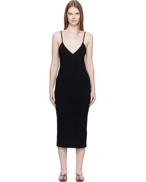 Jil Sander Merino Wool Fine Rib Midi Dress - Black