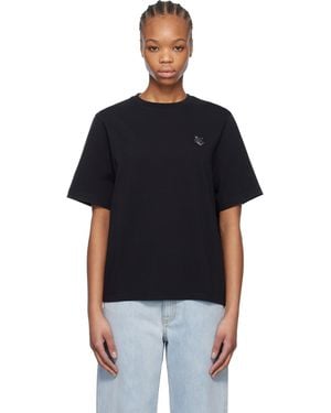 Maison Kitsuné ブラック ボールド フォックスヘッド パッチ コンフォート Tシャツ