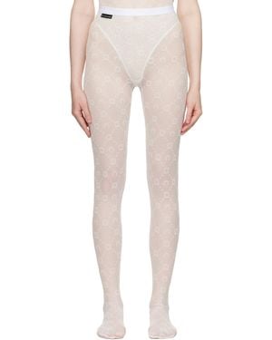 Marine Serre Off- Recycled Mesh Flock Tights - Multicolor