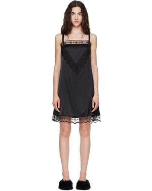 Simone Rocha Square Neck Lace Trim Minidress - Black