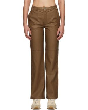 OPEN YY Straight-Leg Faux-Leather Trousers - Brown