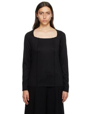 Issey Miyake Black Tucked Square Long Sleeve T-shirt