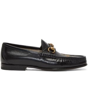Gucci Black Bee Horsebit Loafers