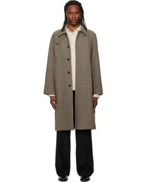 Tonywack Herringbone Wool Raglan Coat - Natural