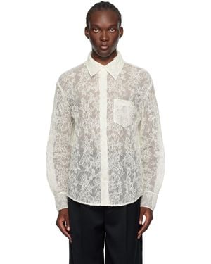 Simone Rocha Off- Fine Corded Lace Sheer Shirt - White