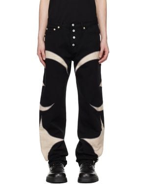 THUG CLUB Tc Leather Denim Jeans - Black
