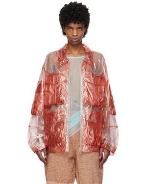 Dries Van Noten Overdyed Transparent Jacket - Red