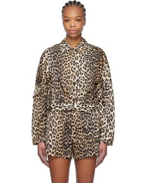 Ganni Jacket With Animal Print - Black