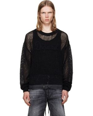 DSquared² Pull Noir En Tricot À Mailles Ouvertes À Logo Manuscrit