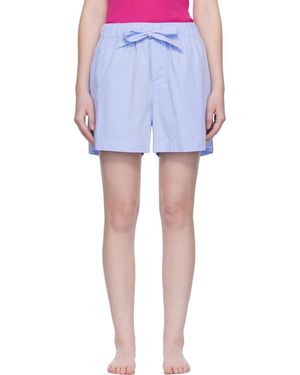 Tekla Poplin Pyjama Shorts - Blue