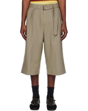 Dries Van Noten Belted Wool Mohair Shorts - Natural