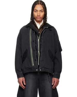 Sacai Nylon Twill Denim Jacket - Black